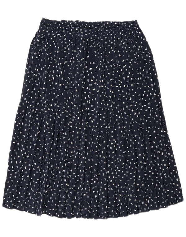 Vintage Womens Pleated A-Line Skirt W32 Large Navy Blue Spotted