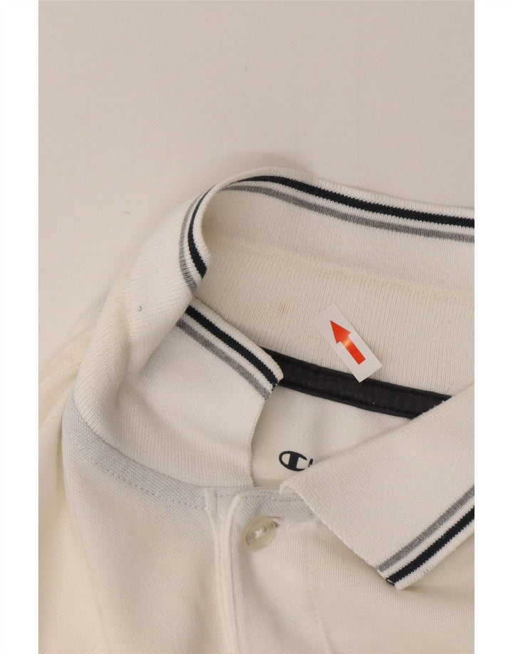 CHAMPION Mens Easy Fit Polo Shirt Large White Cotton