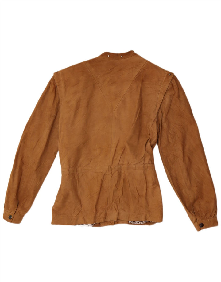 Bomber Vintage de damă din piele intoarsa IT 42 Medium Beige Piele