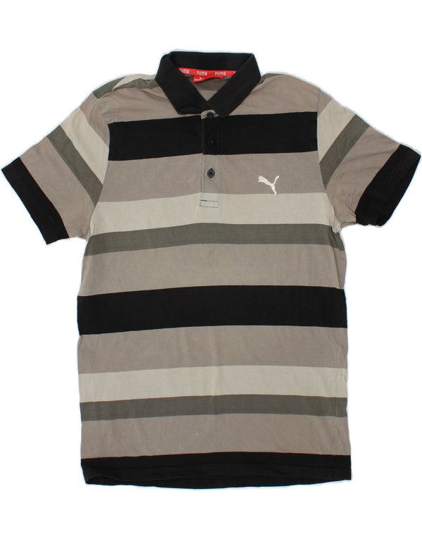 Polo PUMA da uomo a righe grigio medio