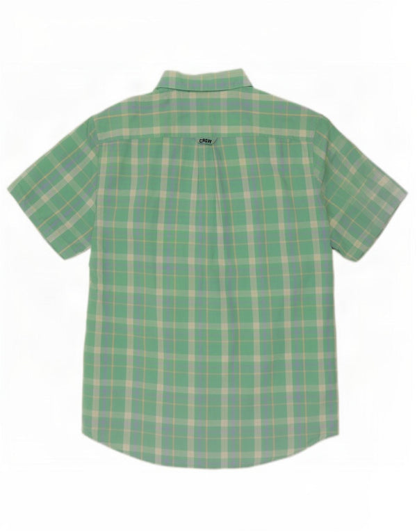 Crew Clothing Mens Short Sleeve Slim Fit Shirt Large Green Check Cotton