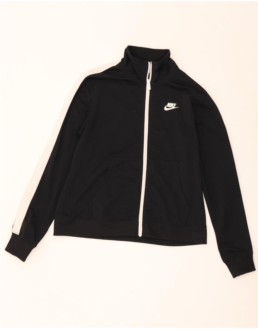 Nike Womens Tracksuit Top Jacket UK 14 Medium Black Colourblock Poliéster