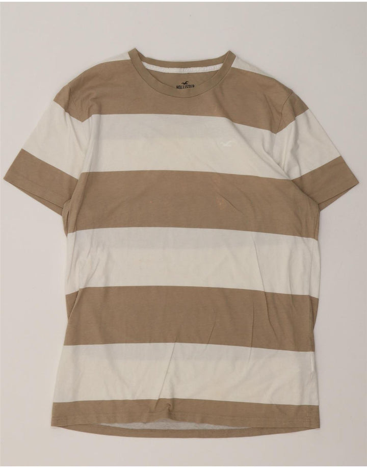 Hollister Mens T-Shirt Top Medium Brown Striped Cotton