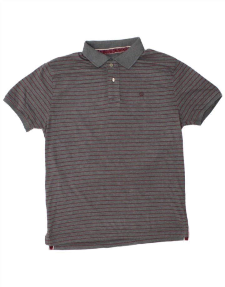 Scout Mens Polo Shirt 2XL Grey Striped Cotton