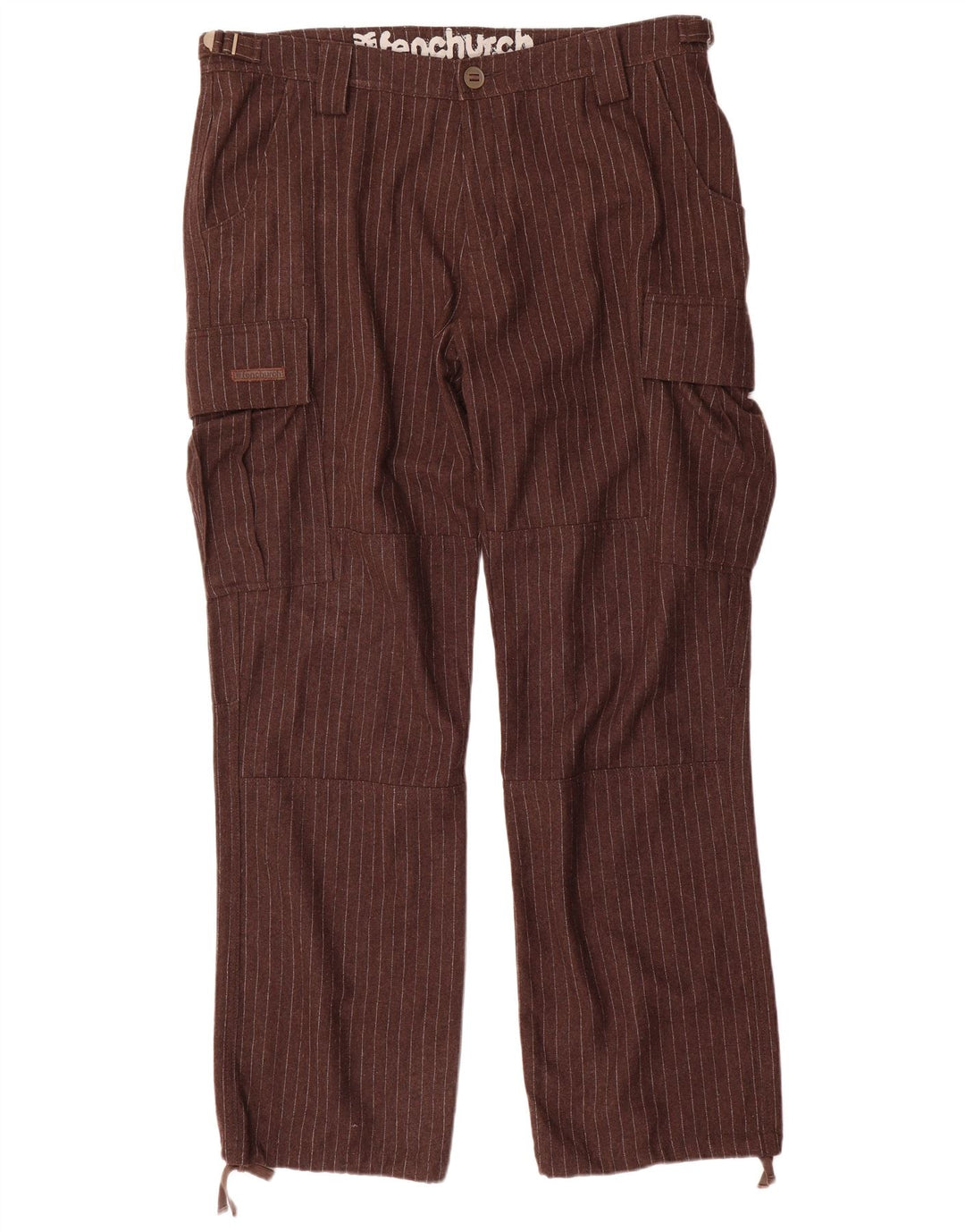 Fenchurch Straight Cargo bukser til mænd W36 L33 brun nålestribet polyester