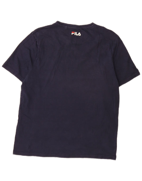 Fila T-Shirt Homme Bleu Marine Moyen Colorblock Coton