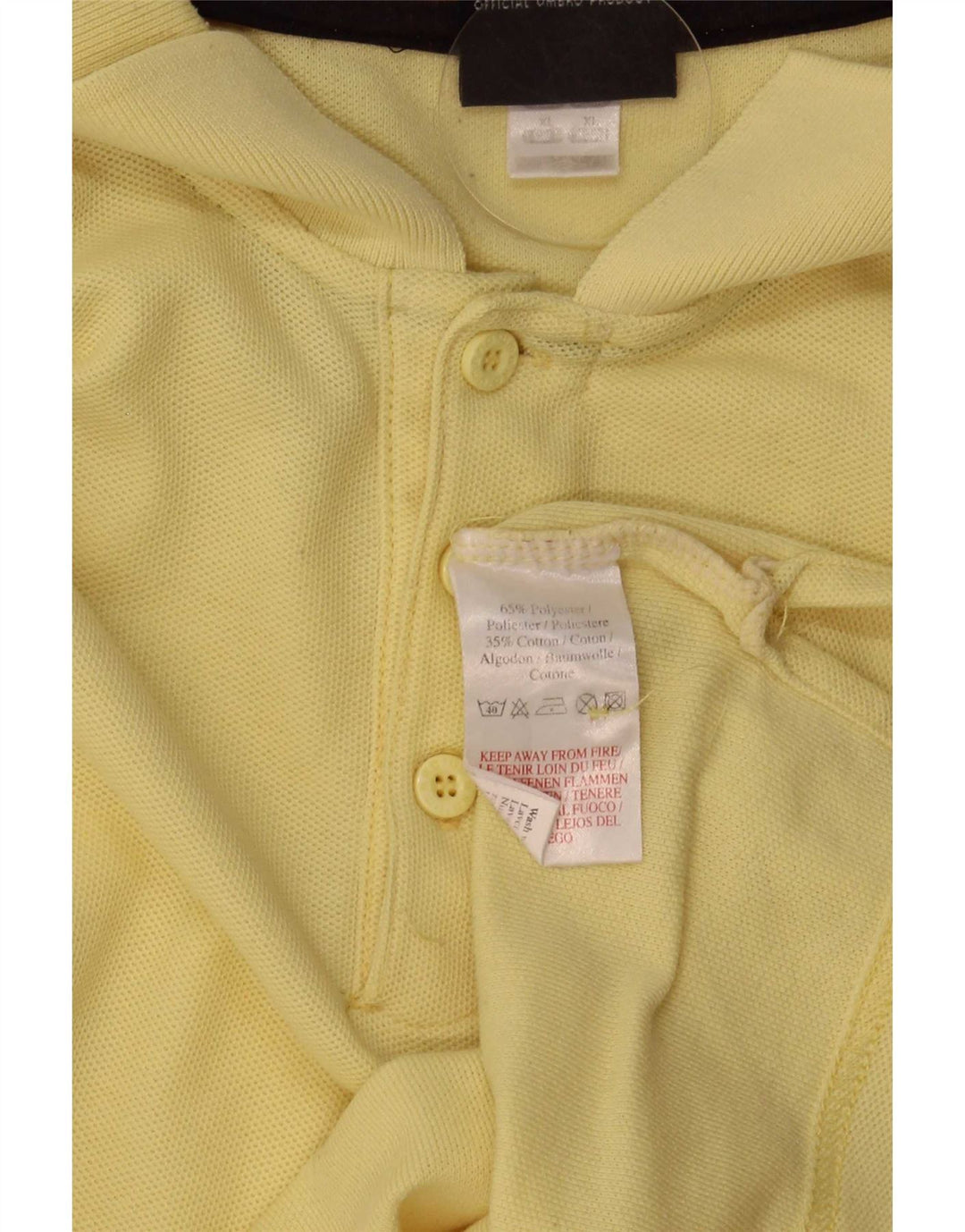 Umbro Mens Polo Shirt XL Yellow Polyester