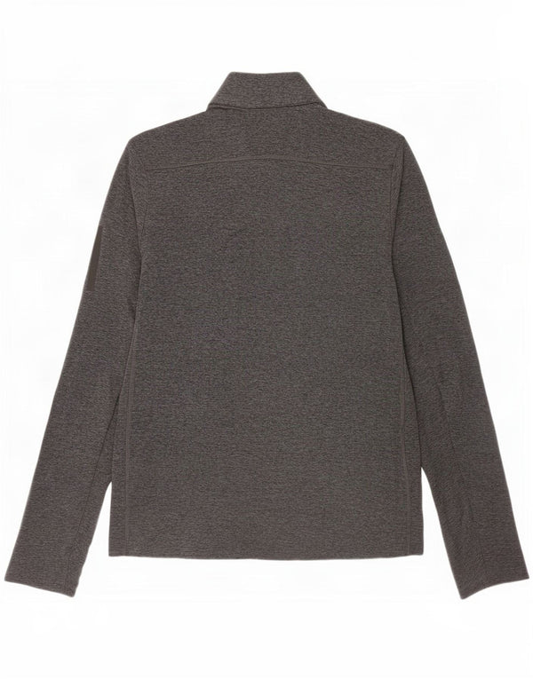 Adidas masculino Aeroready Zip Neck Top manga comprida pequeno cinza manchado poliéster
