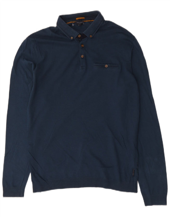 Ted Baker Langærmet herre poloshirt størrelse 3 Medium Navyblå Bomuld
