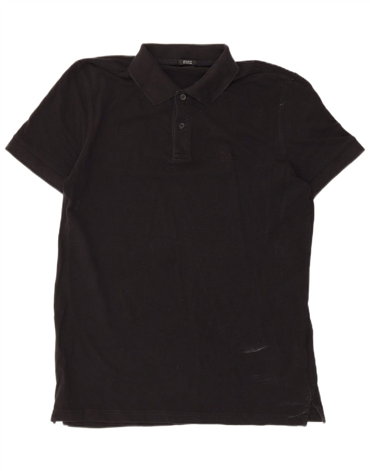 Hugo Boss Mens Polo Shirt Large Black Cotton
