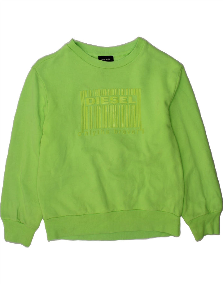 DIESEL Girls Graphic Sweatshirt Jumper 7-8 Years Green Cotton Vintage Diesel and Second-Hand Diesel from Messina Hembry 