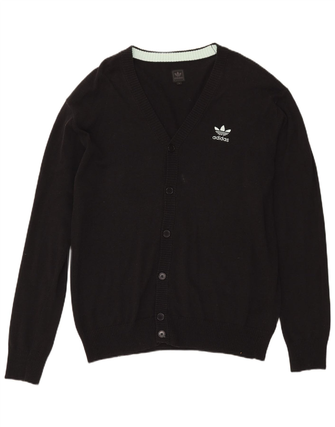 Adidas Mens Cardigan Sweater Large Black Cotton