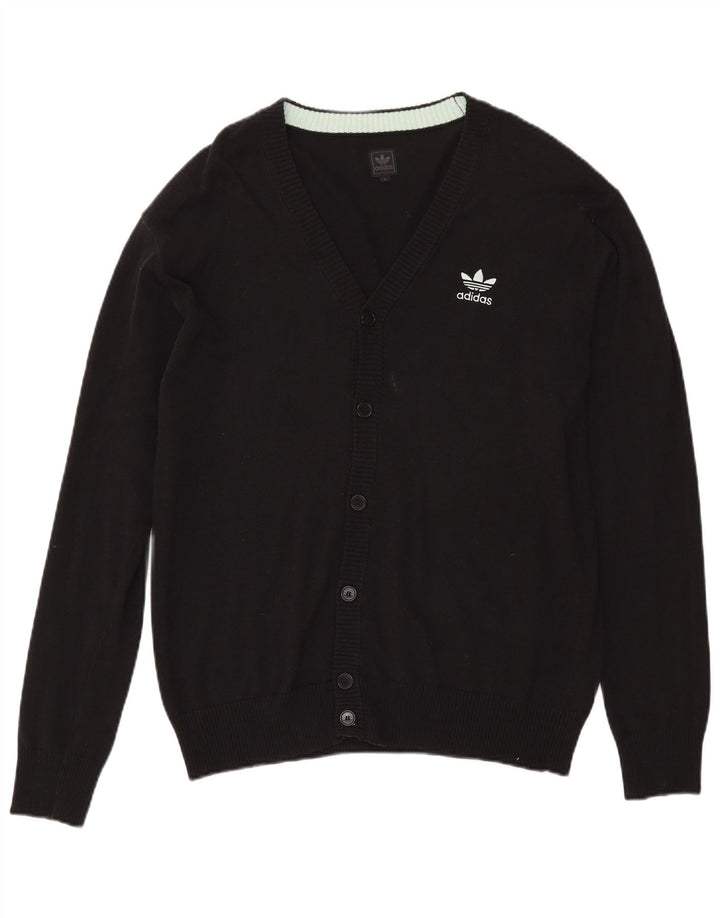 Adidas Mens Cardigan Sweater Large Black Cotton