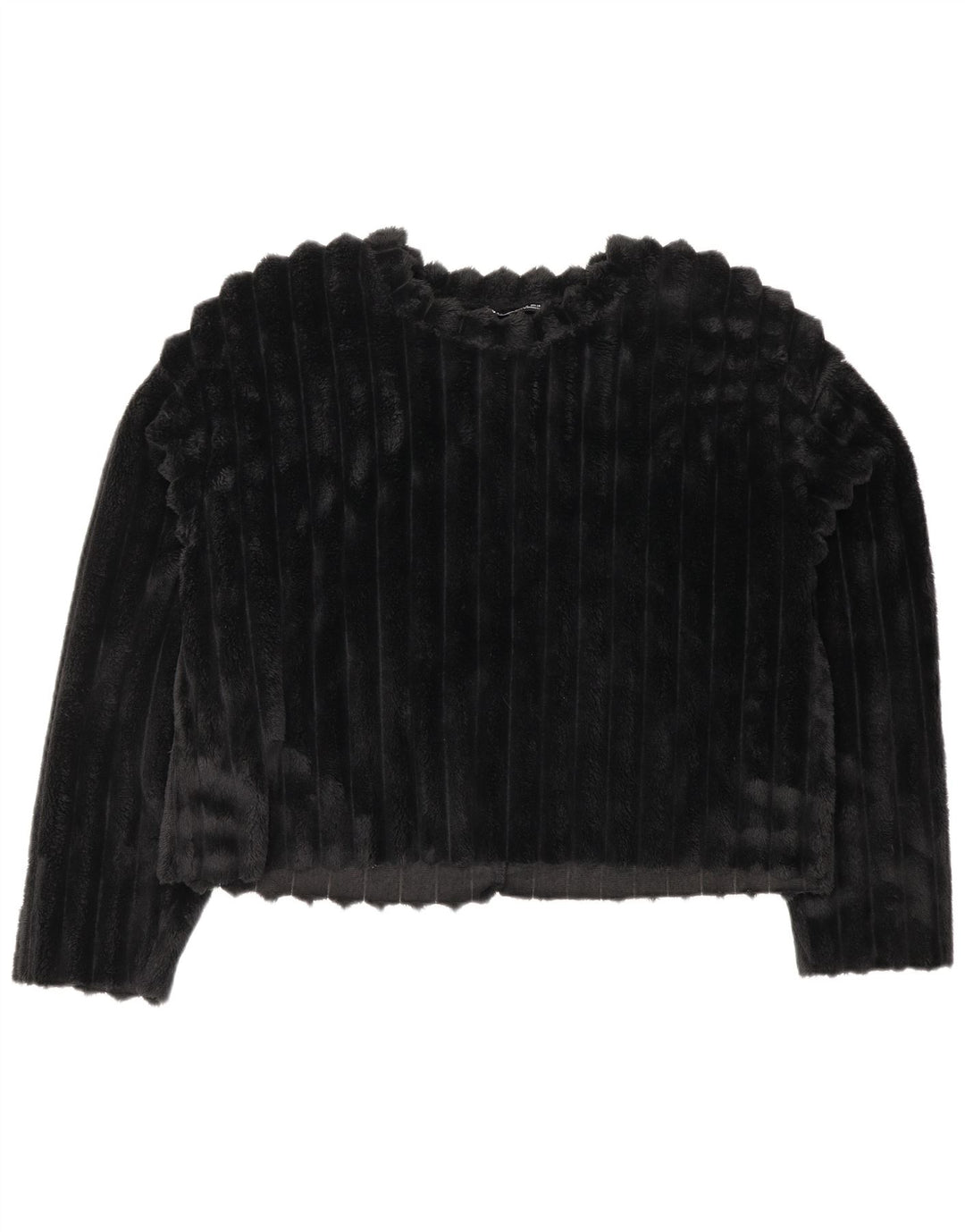 Maglione corto in pile ZARA da donna UK 14 medio nero