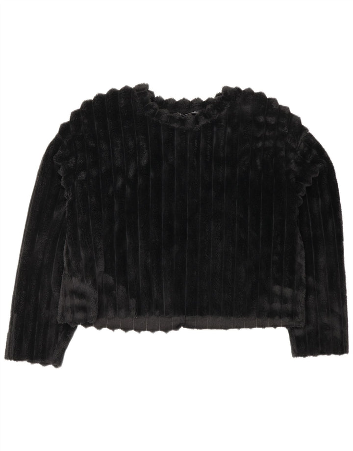 Maglione corto in pile ZARA da donna UK 14 medio nero
