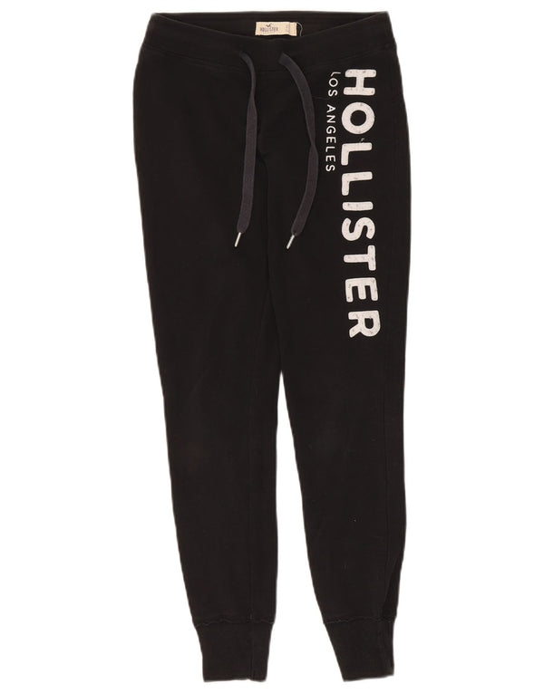 Hollister Womens Graphic Trainingshose Jogger UK 6 XS Schwarz Baumwolle