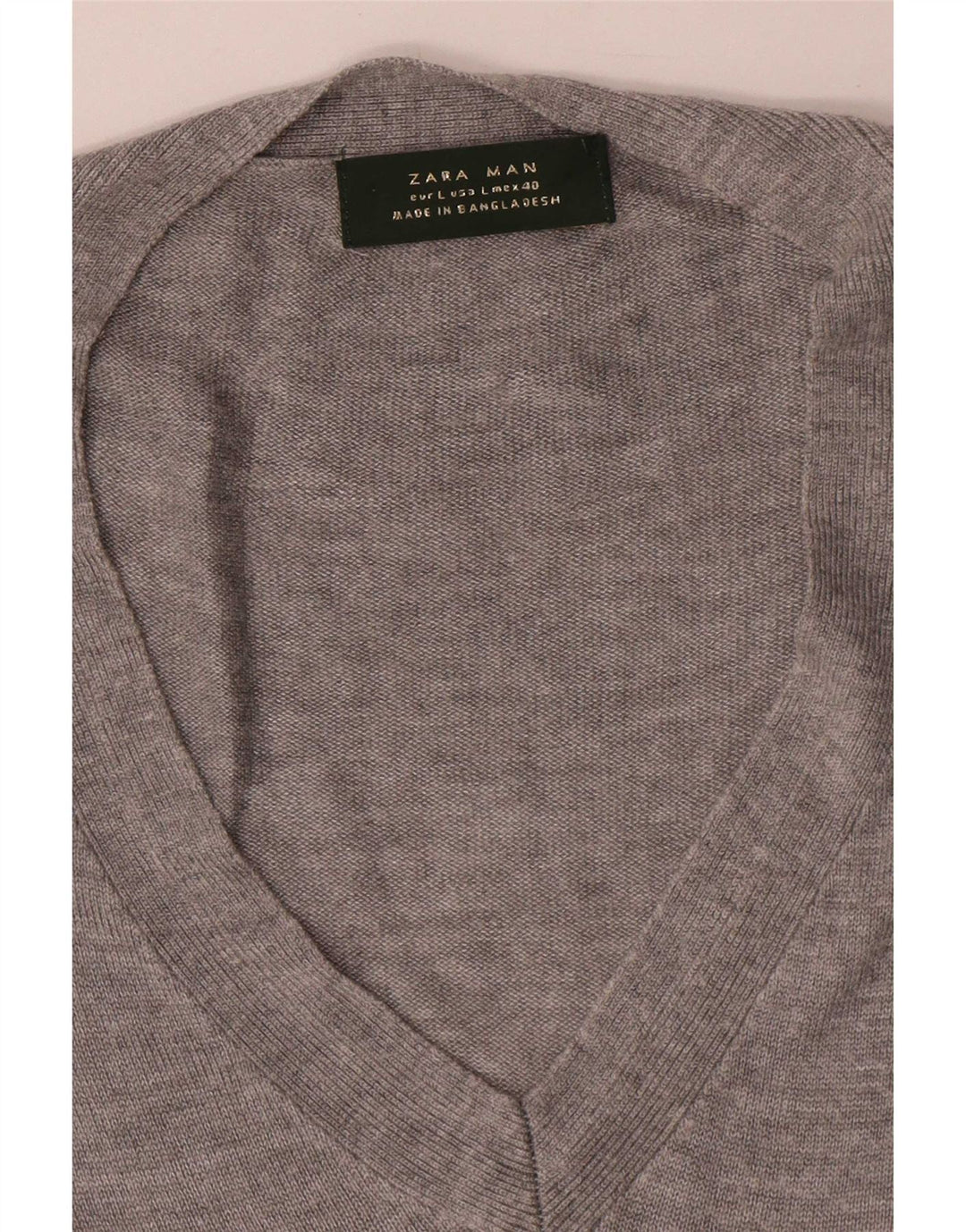 Zara Herre T-Shirt Top Stor Grå Flecked