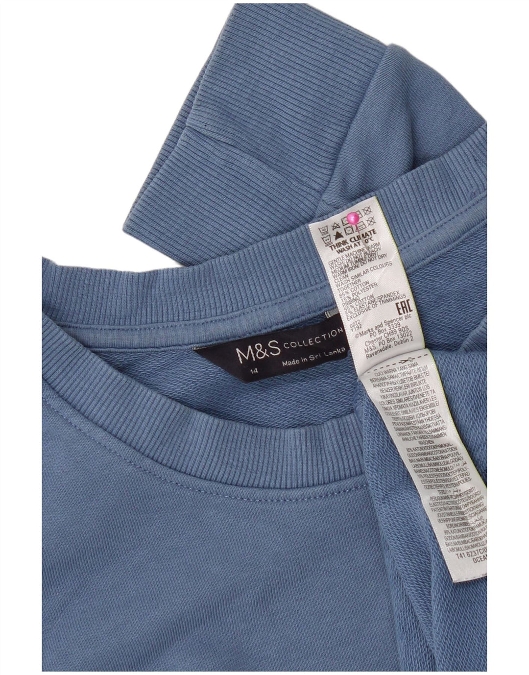 Marks & Spencer Dame Sweatshirt Jumper UK 14 Medium Blue Bomuld