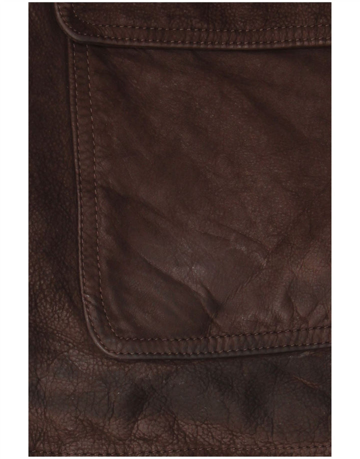 Vintage Mens Leather Jacket IT 56 3XL Brown Leather