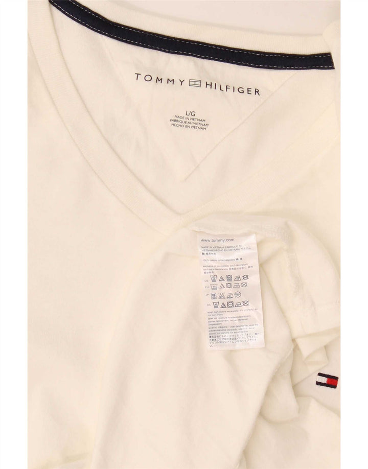 Tommy Hilfiger Mens T-Shirt Top Large White Cotton
