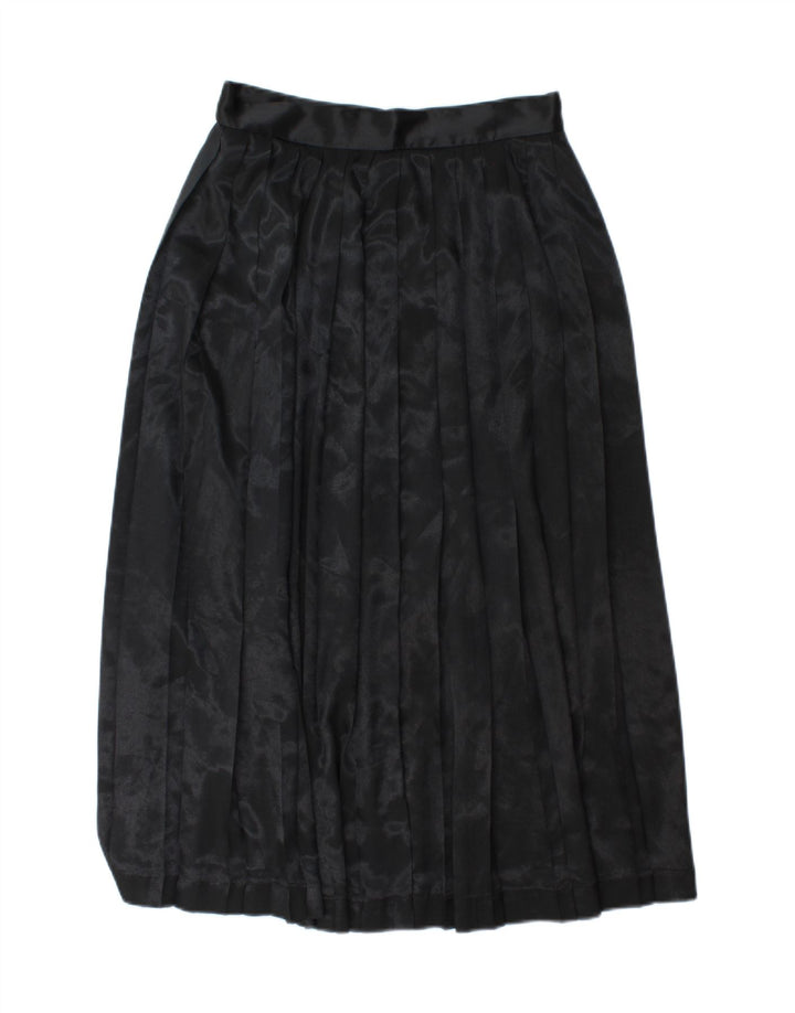 VINTAGE Womens Pleated Skirt UK 10 Small W28  Black Polyester Vintage Vintage and Second-Hand Vintage from Messina Hembry 