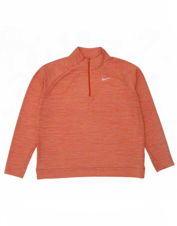 Nike Dri Fit Sweat-shirt à col zippé pour femme UK 18 XL Orange moucheté