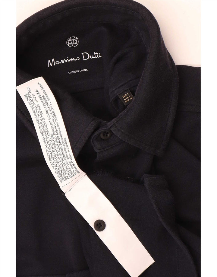 Massimo Dutti Chemise à manches courtes pour hommes Petit coton noir