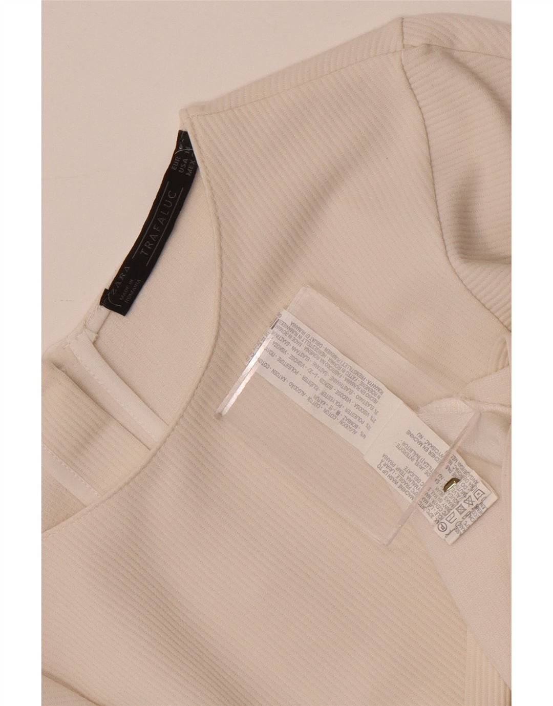 Top in camicetta da donna Zara UK 14 cotone bianco medio
