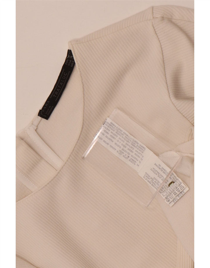 Top in camicetta da donna Zara UK 14 cotone bianco medio