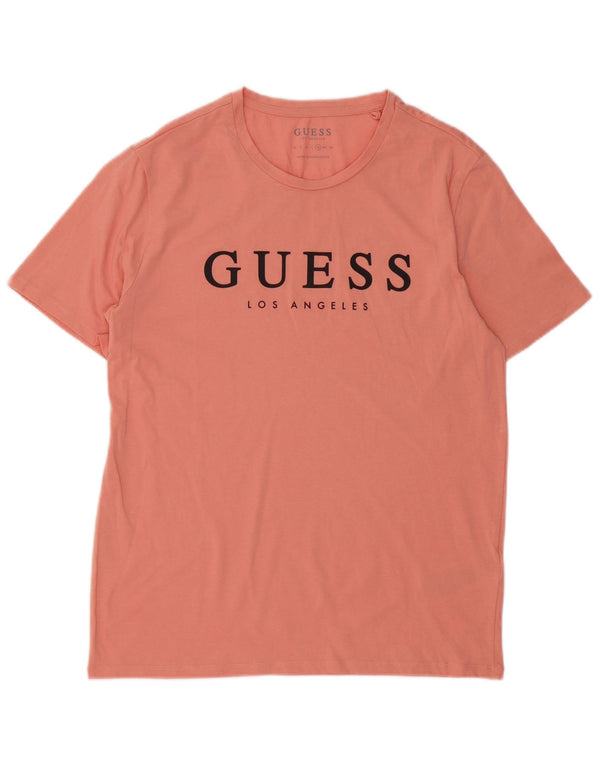 Guess Mens Graphic T-Shirt Top UK 42 Large Pink Cotton