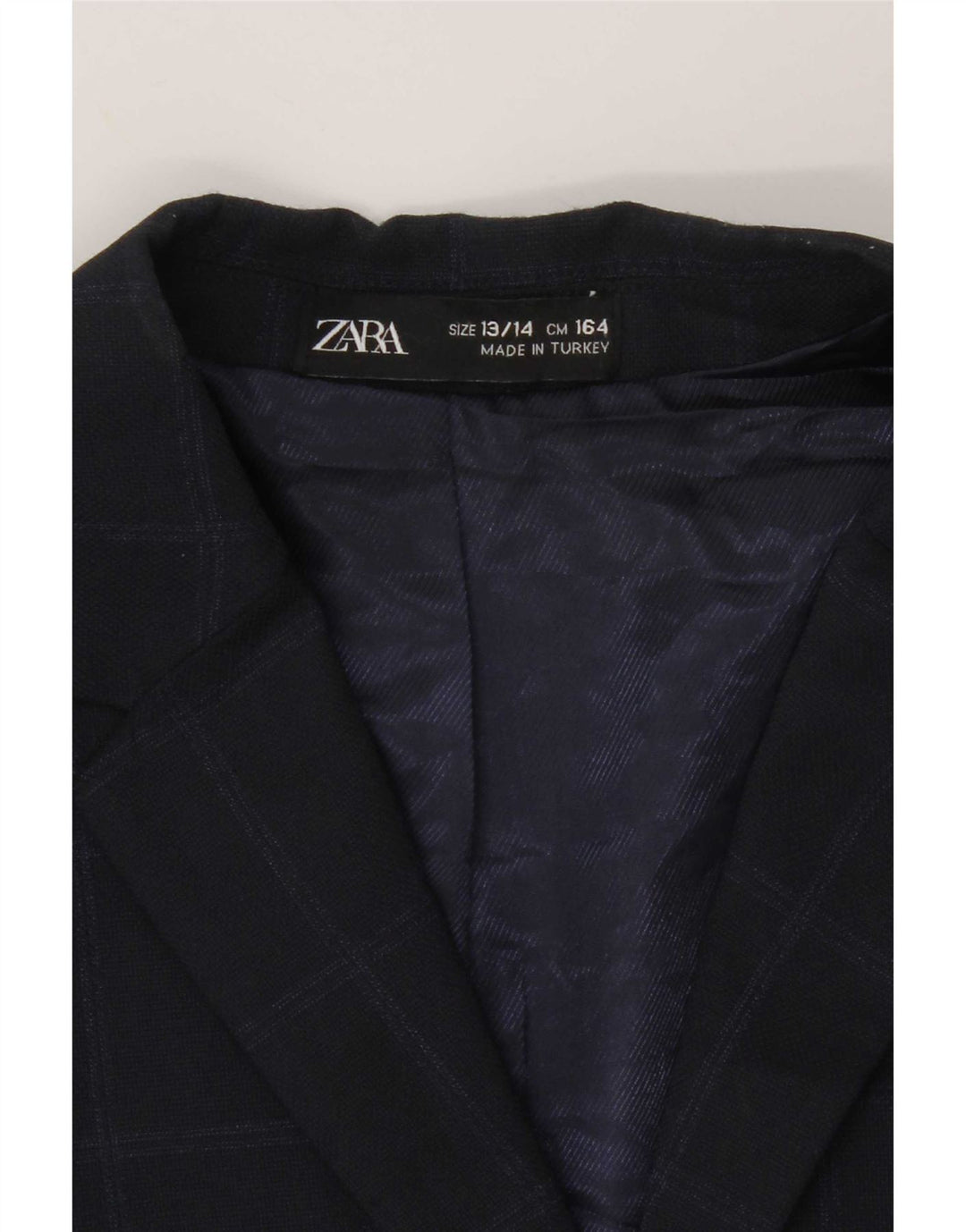 Jaqueta blazer Zara Boys com 2 botões 13-14 anos azul marinho poliéster xadrez