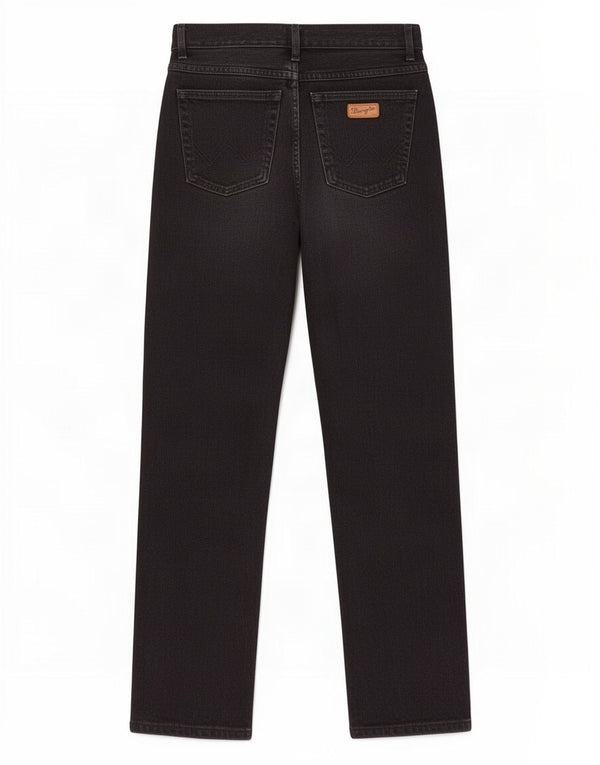 Wrangler Dame Højtaljede Straight Jeans W24 L28 Sort
