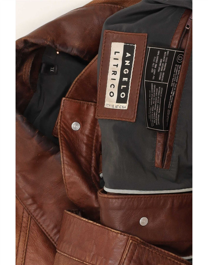 Angelo Litrico Mens By C&A Bomber Leather Jacket UK 42 XL Brown