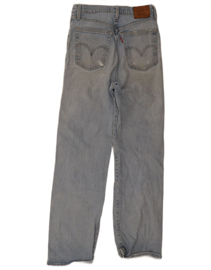 Levi's Womens Ribcage Distressed Straight Jeans W27 L29 Blue Cotton