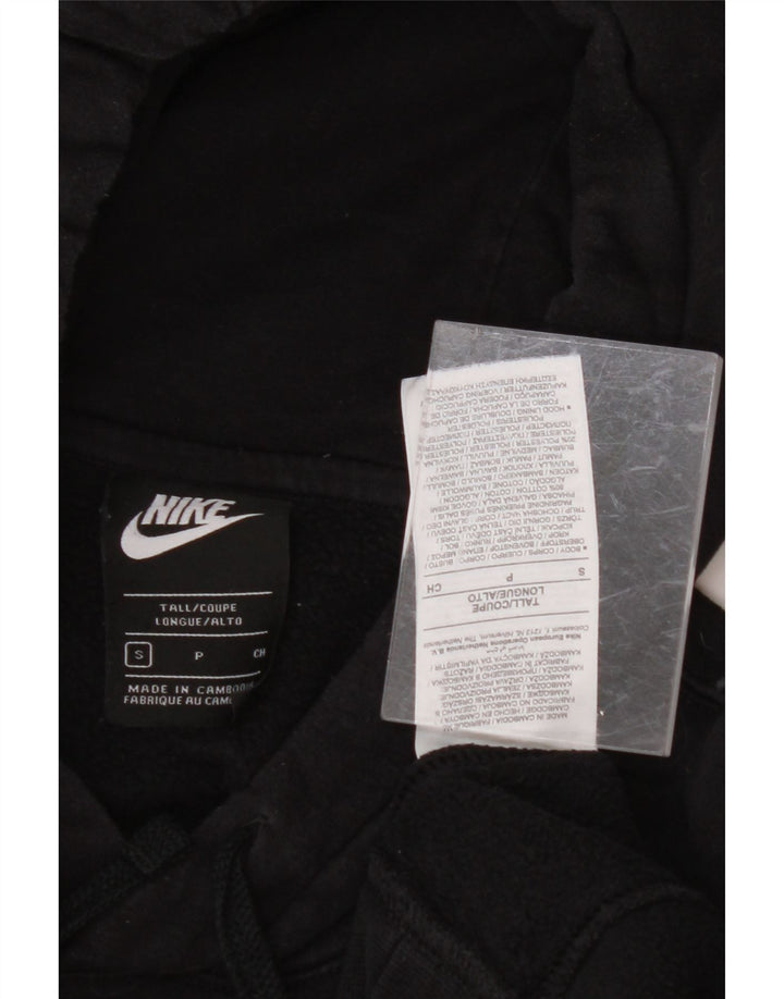 NIKE Mens Tall Hoodie Jumper Small Black Cotton