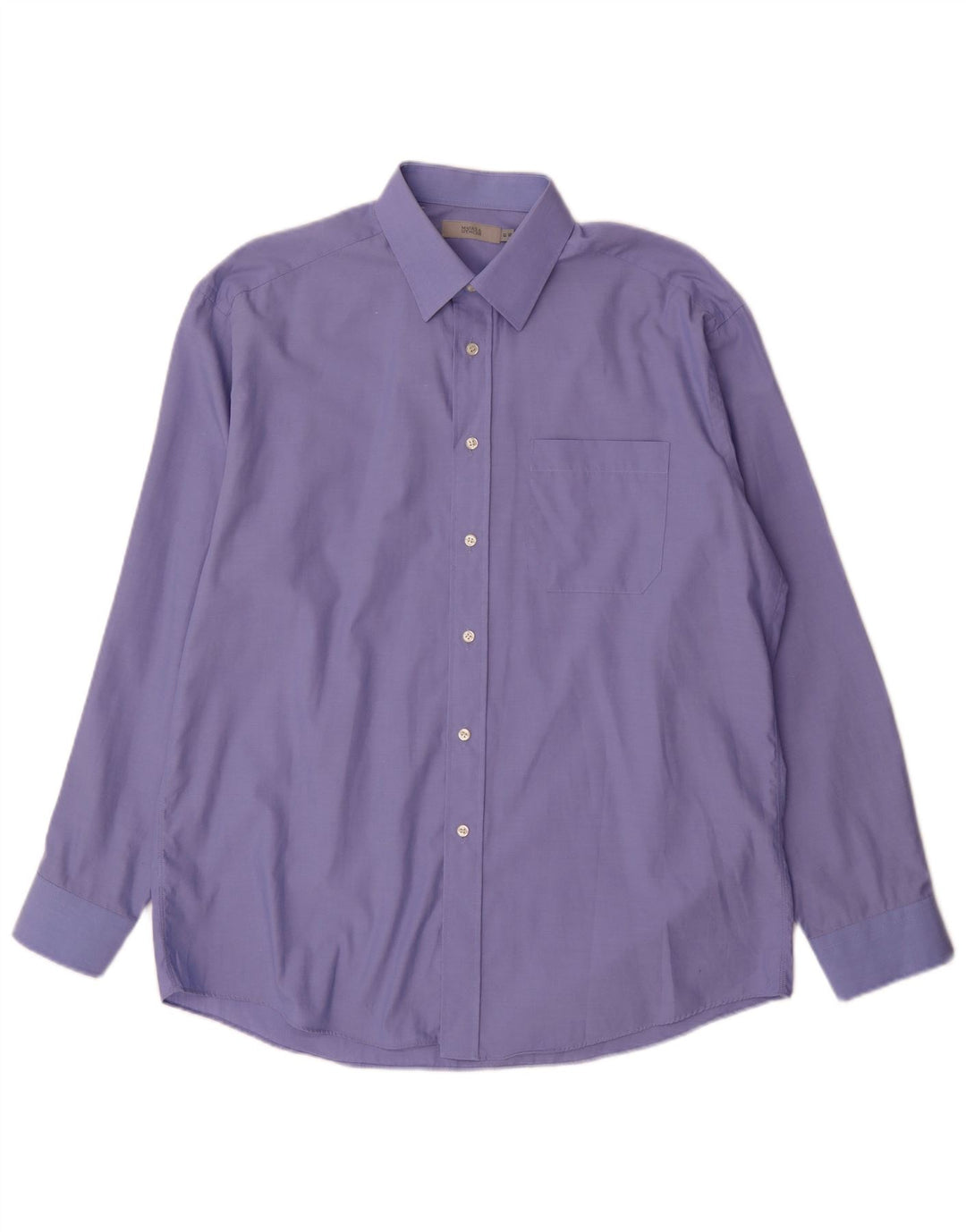 Marks & Spencer Mens Shirt Size 41 16 Large Blue Cotton Classic