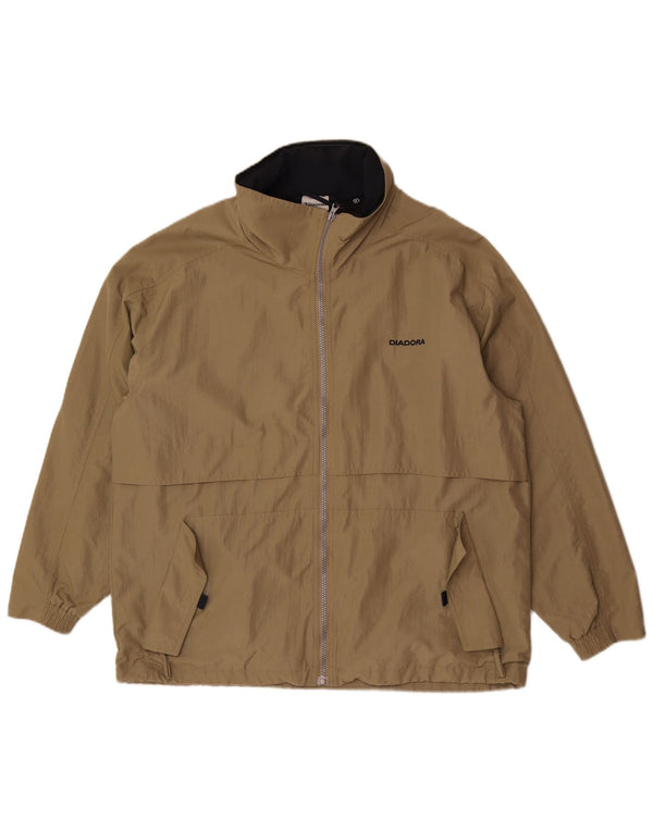 Diadora Mens Hooded Loose Fit Rain Jacket UK 36 Small Khaki Polyamide