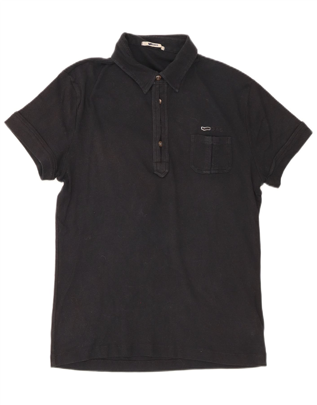 Gas Womens Polo Shirt UK 12 Medium Black Cotton