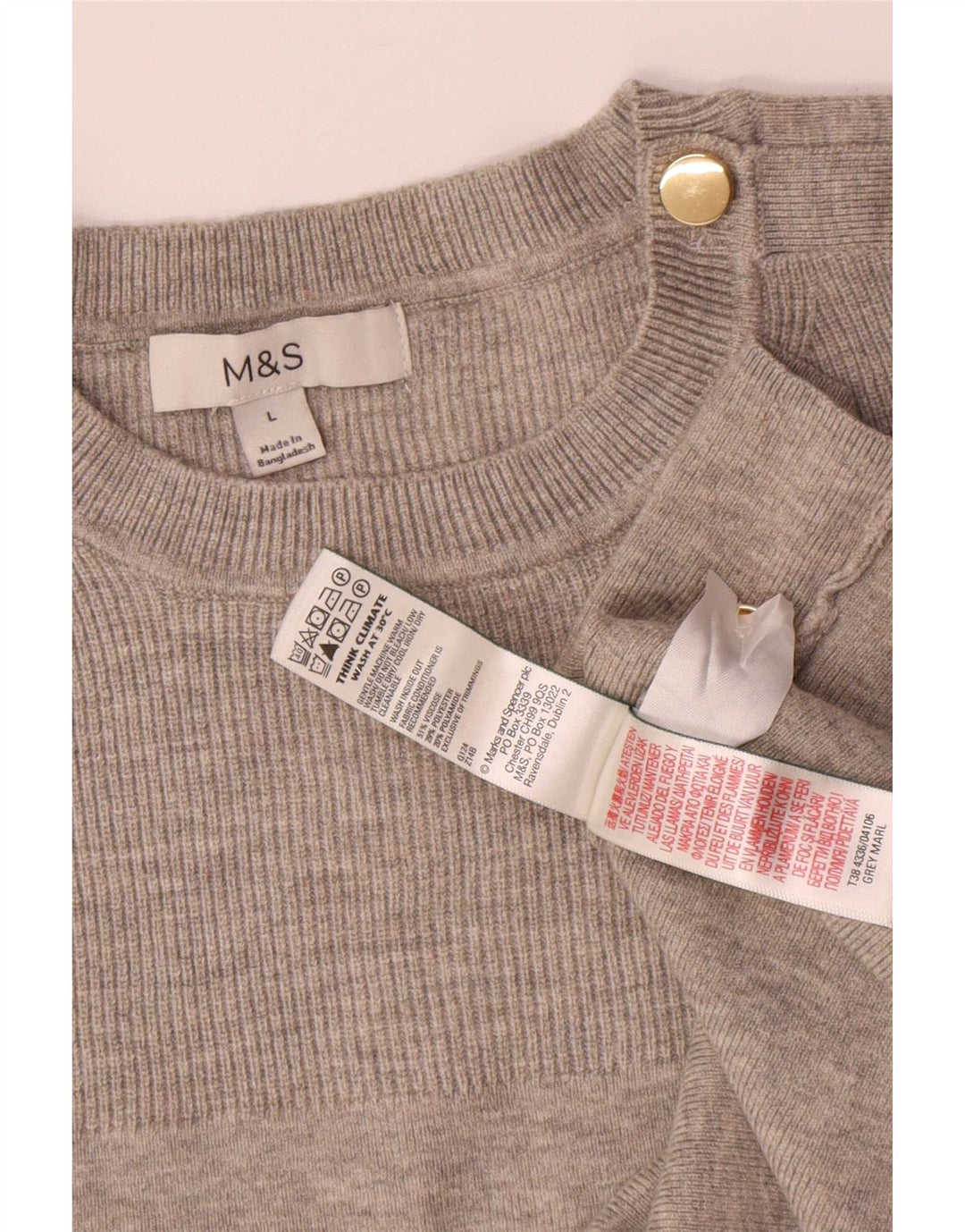 Marks & Spencer Pull surdimensionné à col rond pour femme UK 16 Large Gris