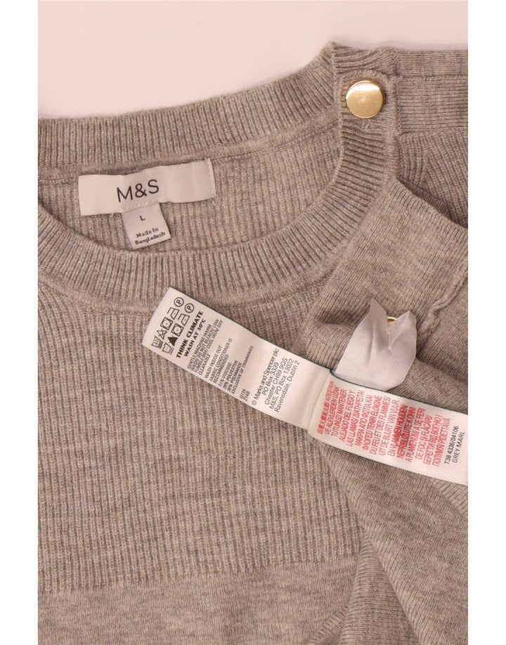 Marks & Spencer Pull surdimensionné à col rond pour femme UK 16 Large Gris