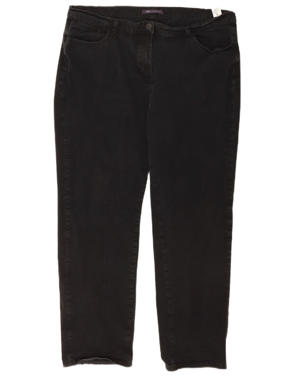 Marks & Spencer Dame Straight Jeans UK 18 XL W36 L28 Sort Bomuld