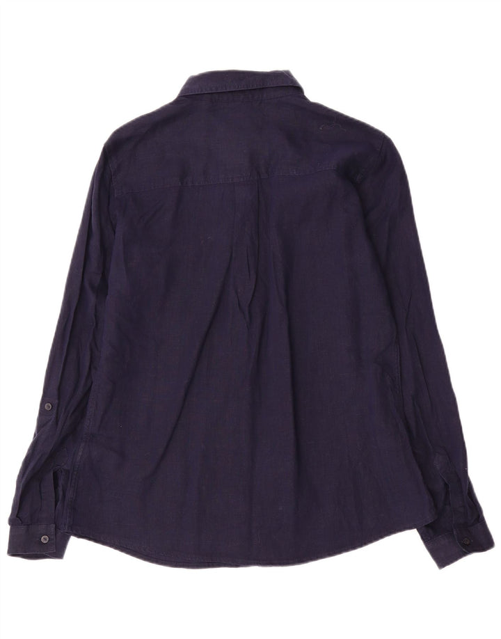 Marks & Spencer Γυναικείο πουκάμισο UK 10 Small Navy Blue Λινά