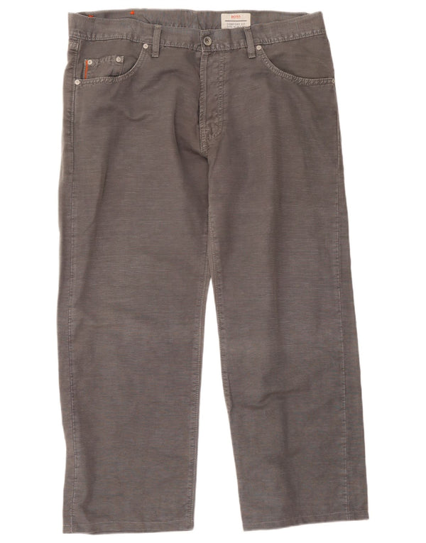 Hugo Boss Herre Comfort Fit Straight Jeans W38 L30 Grå Bomuld