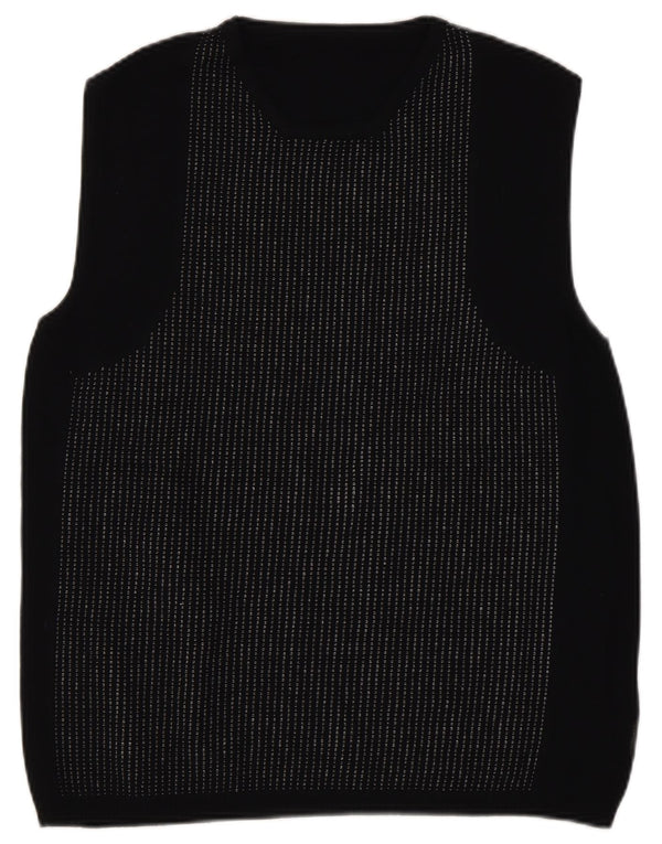 vintage Womens Vest Débardeur UK 14 Grand Noir