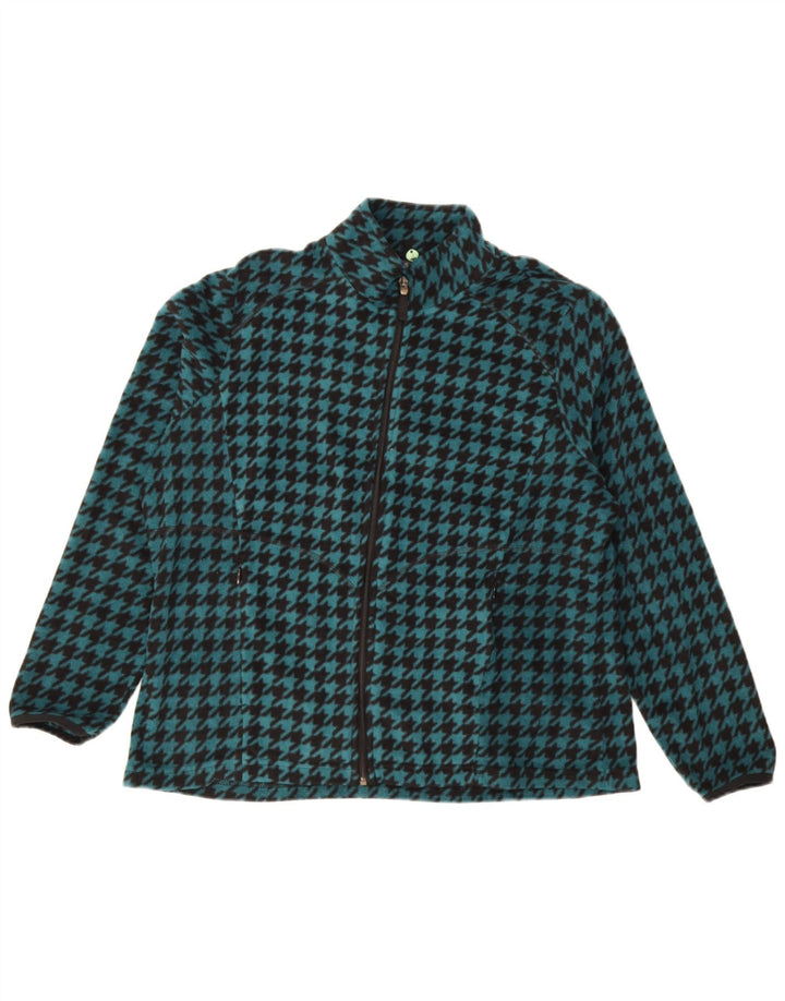 Marks & Spencer Womens Fleece Jacket UK 18 XL Turquoise Houndstooth