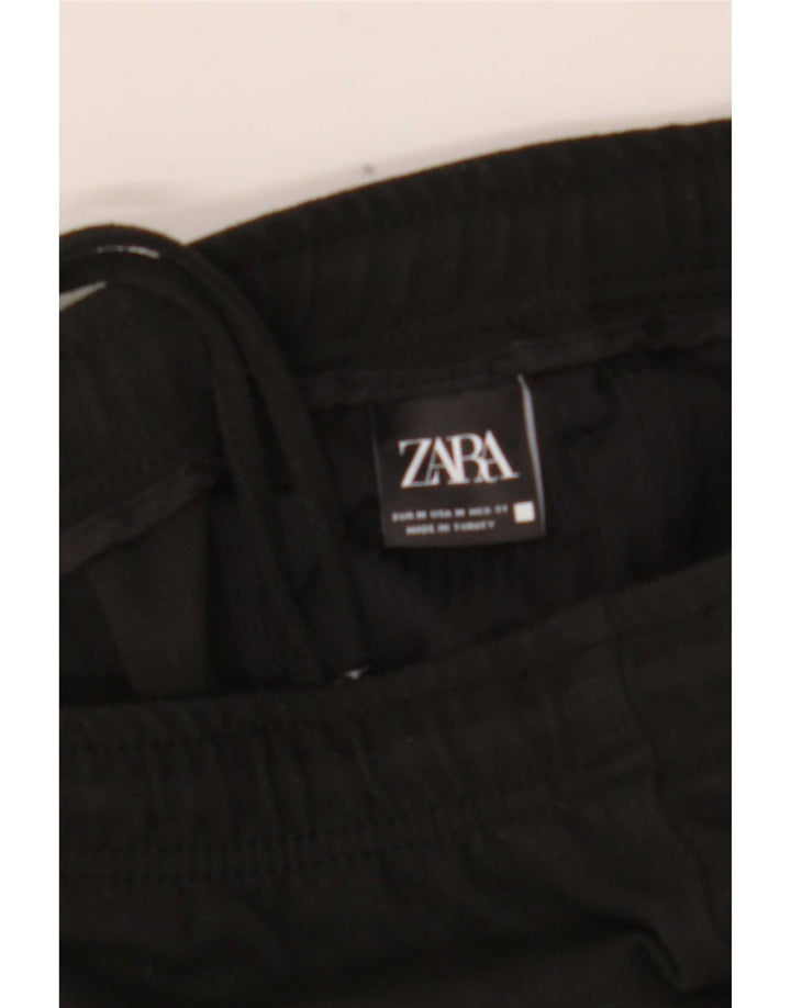 Schmale, verkürzte Herrenhose von Zara, Größe M, W32, L26, Schwarz, Polyester