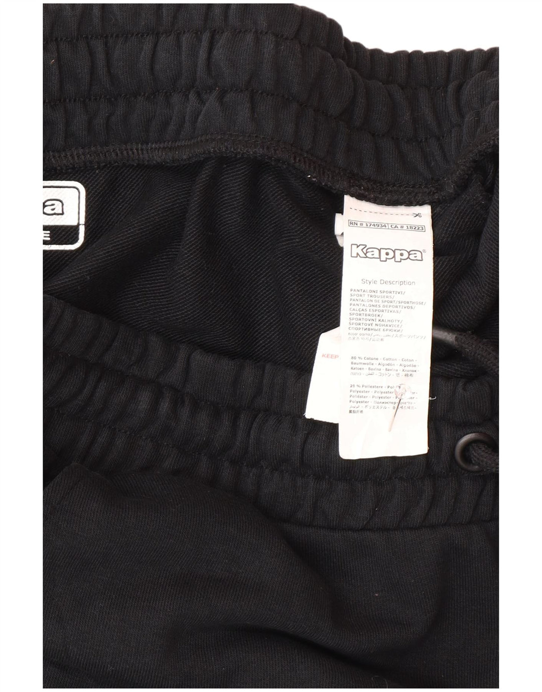 Kappa Mens Tracksuit Trousers Joggers Large  Black Cotton