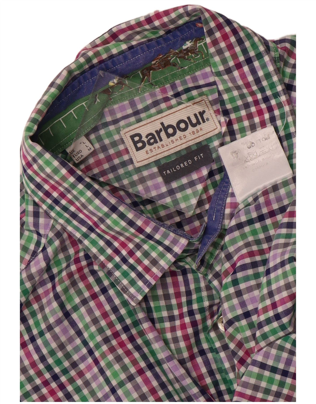 Camicia Barbour da uomo su misura in cotone a quadri multicolori di grandi dimensioni