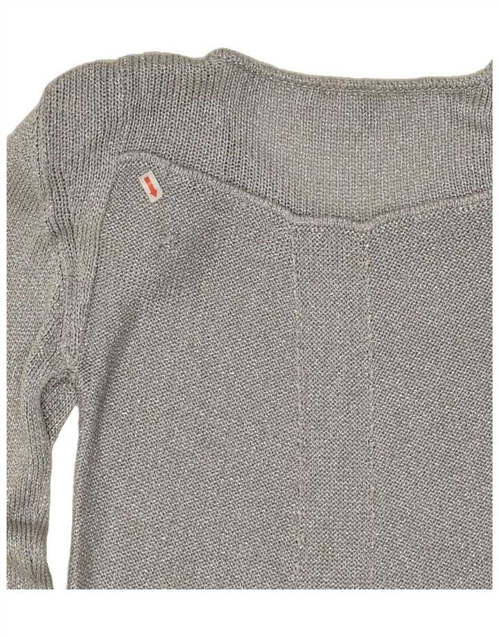 MADELEINE Womens Boat Neck Jumper Sweater UK 12 Medium Silver Viscose Vintage Madeleine and Second-Hand Madeleine from Messina Hembry 