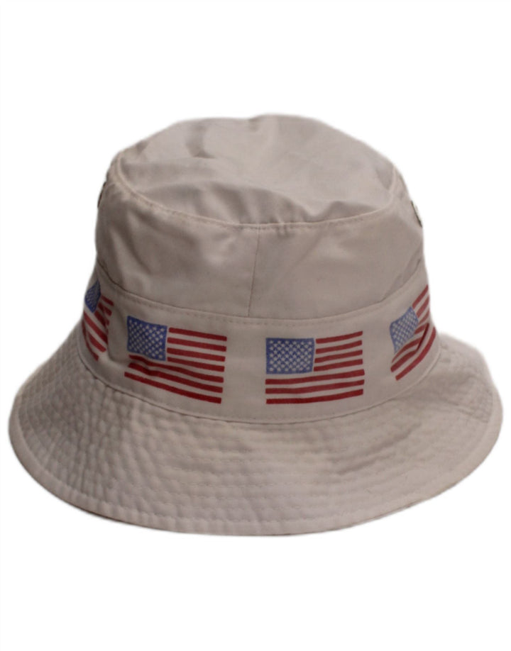 VINTAGE Mens Graphic Bucket Hat One Size White USA